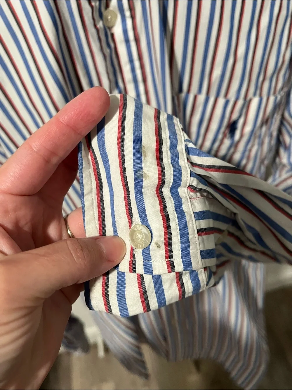 Ralph Lauren Golf Striped Button Up Shirt Size Medium